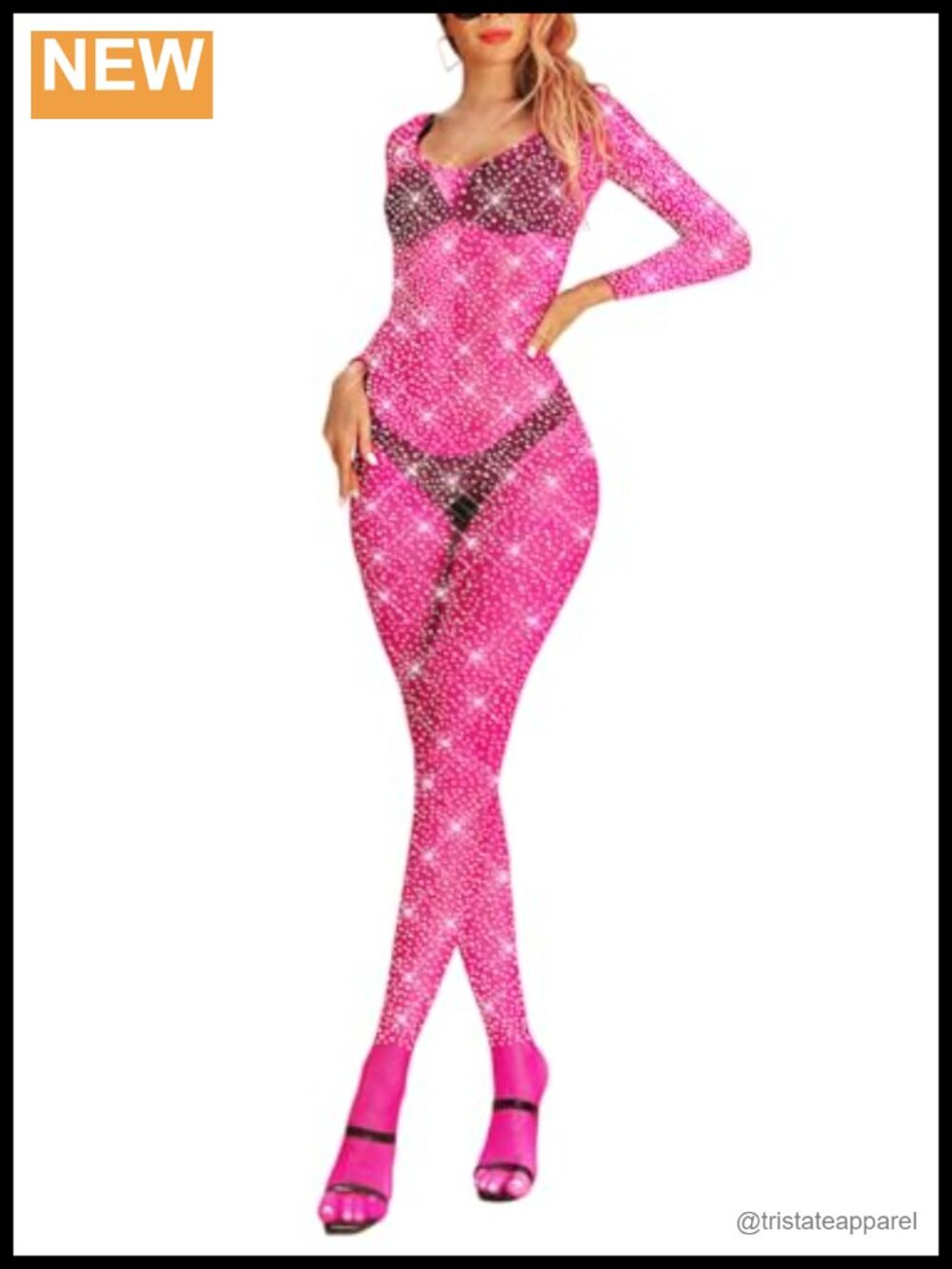 Rhinestone Fishnet Bodystocking Lingerie One Piece Stockings Party Cosplay